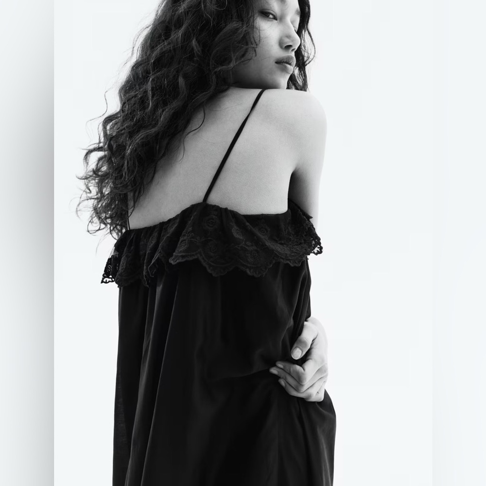 H&M Black Maxi Skirt/ Levincino dress with black lace, size M - Picture 3 of 13